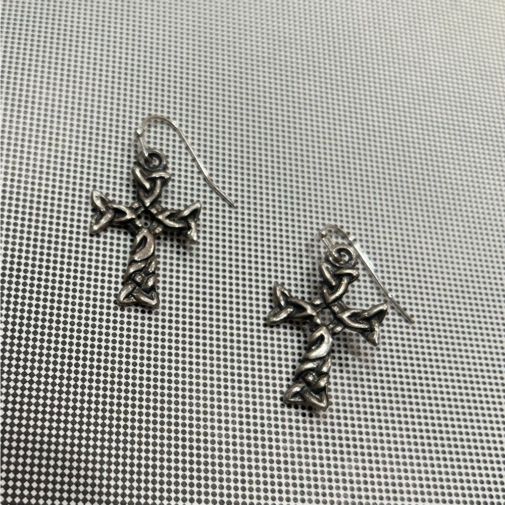 Sterling Silver Celtic Cross Earrings